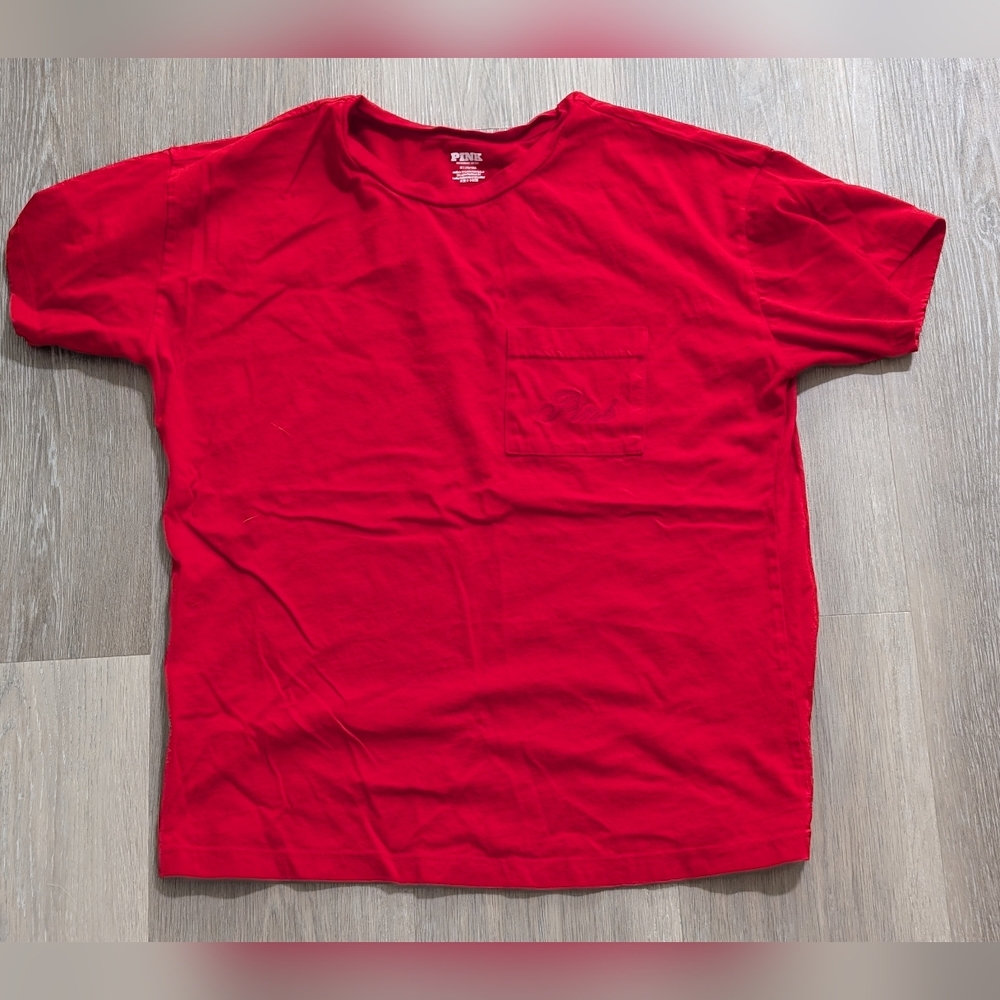 PINK Victoria's Secret Red Short Sleeve Tee - M - Preloved